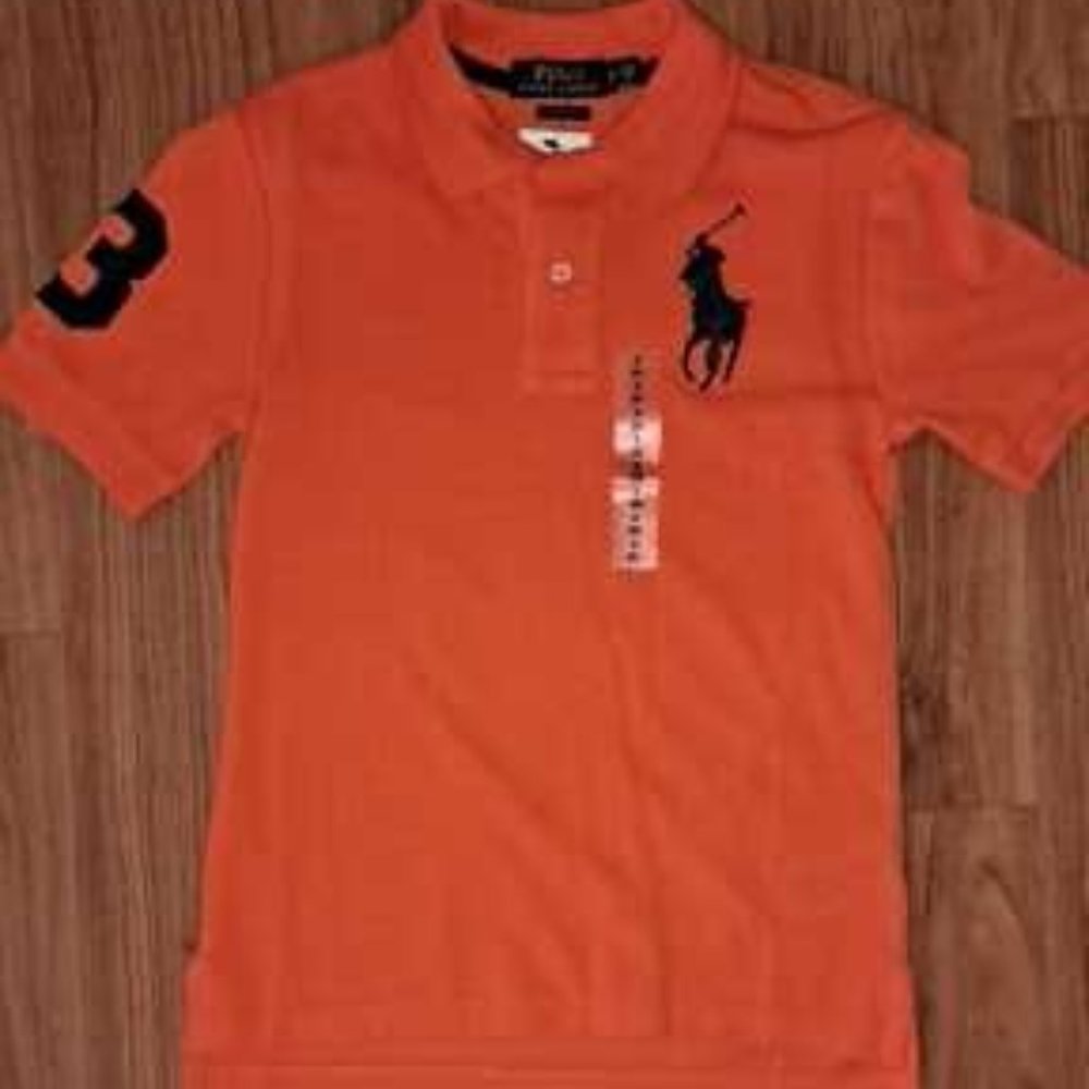 NWT Boy's Polo Ralph Lauren Small (sz 8) big pony. Orange with navy accents